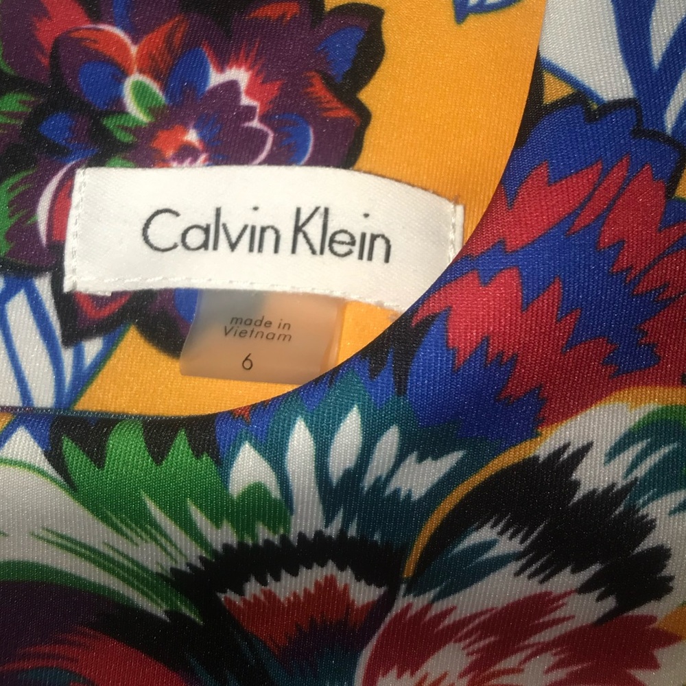 Calvin Klein yellow dress with floral print